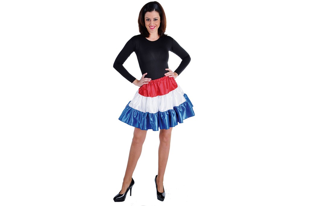 Petticoat stof rood, wit blauw