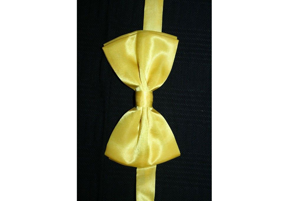 Vlinderstrikje satijn neongeel