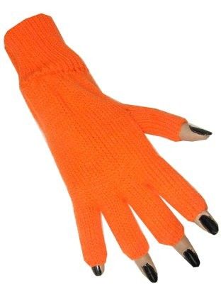 Vingerloze handschoenen neon oranje