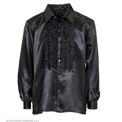 rouchen blouse satijn, zwart