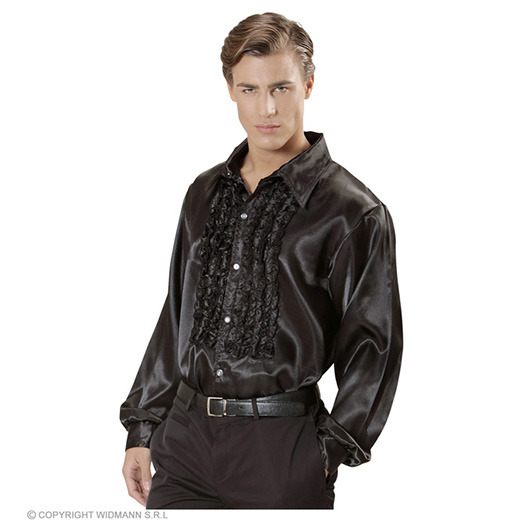 rouchen blouse satijn, zwart