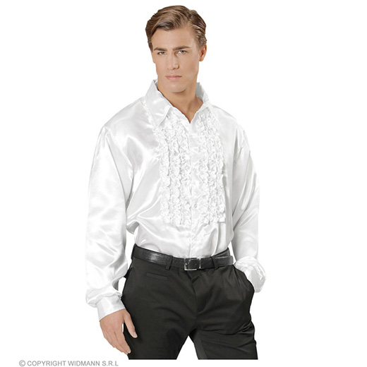 rouchen blouse satijn, wit