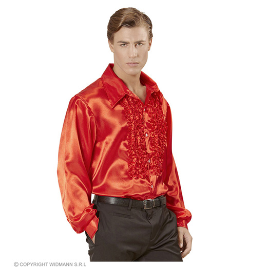 rouchen blouse satijn, rood