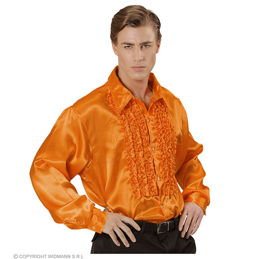 rouchen blouse satijn, oranje