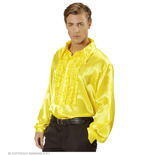 rouchen blouse satijn, geel