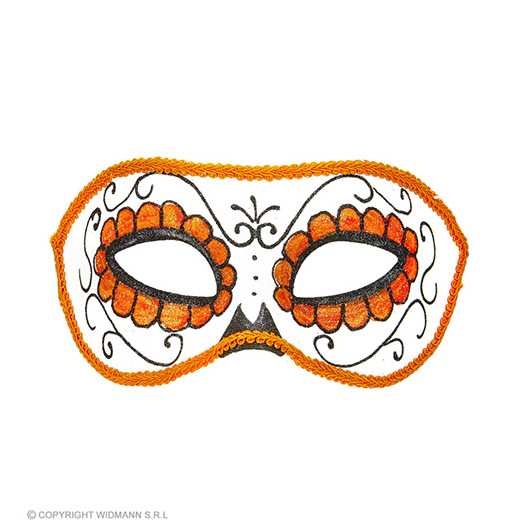 oogmasker dia de los muertos zwart & oranje