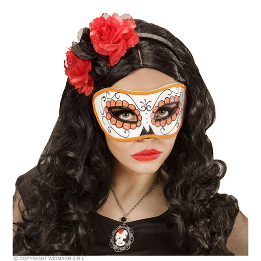 oogmasker dia de los muertos zwart & oranje