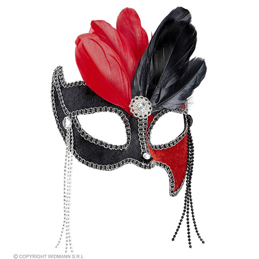 oogmasker grand ball, zwart/rood
