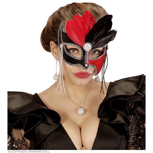 oogmasker grand ball, zwart/rood