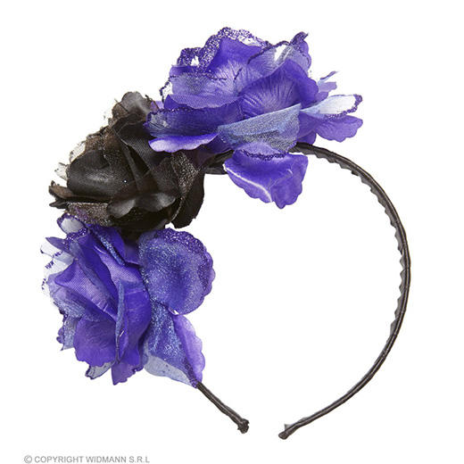 hoofdband paars/zwarte roos met glitter