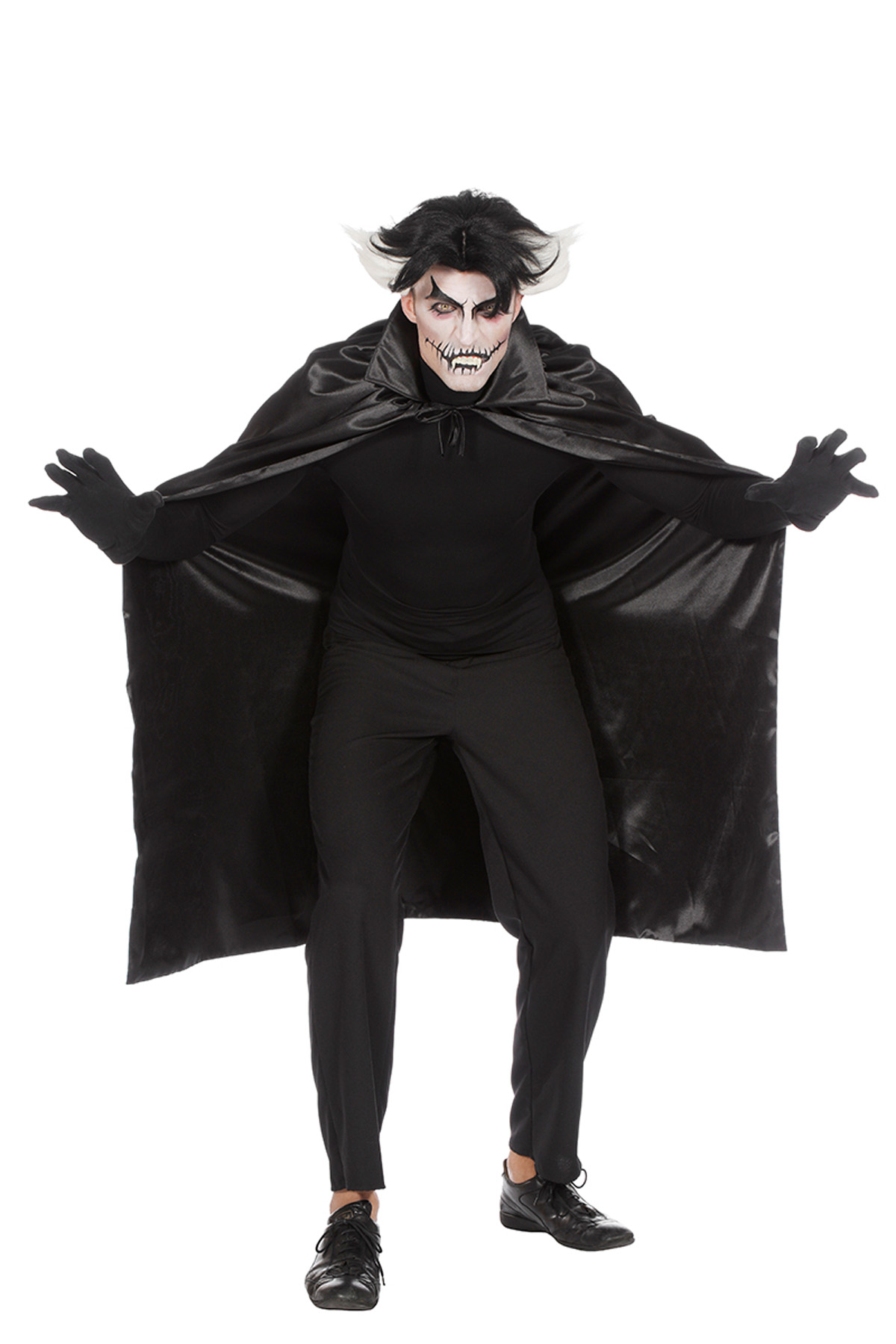 Dracula cape dubbel met kraag zwart