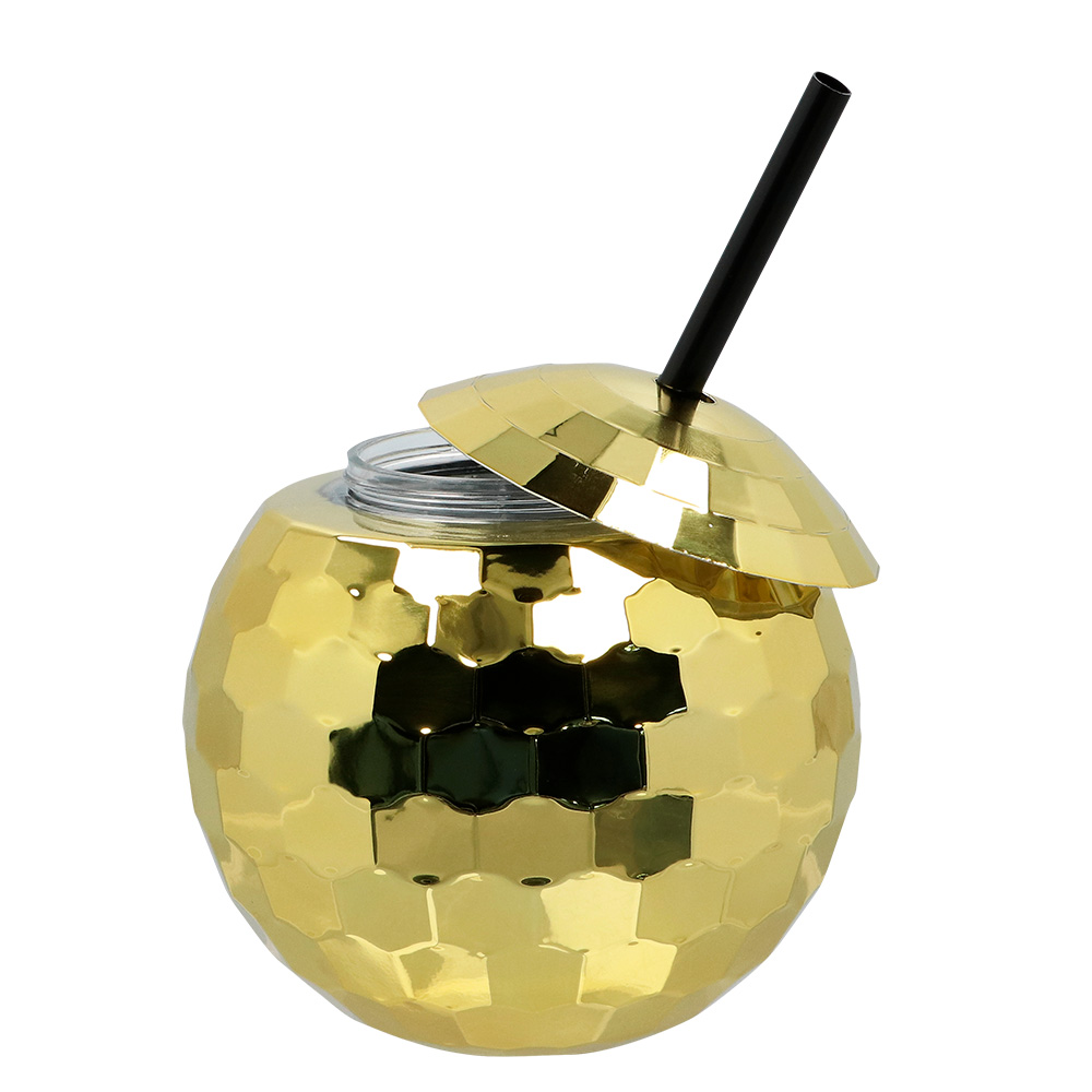 Discobal drinkbeker met rietje goud (60 cl)