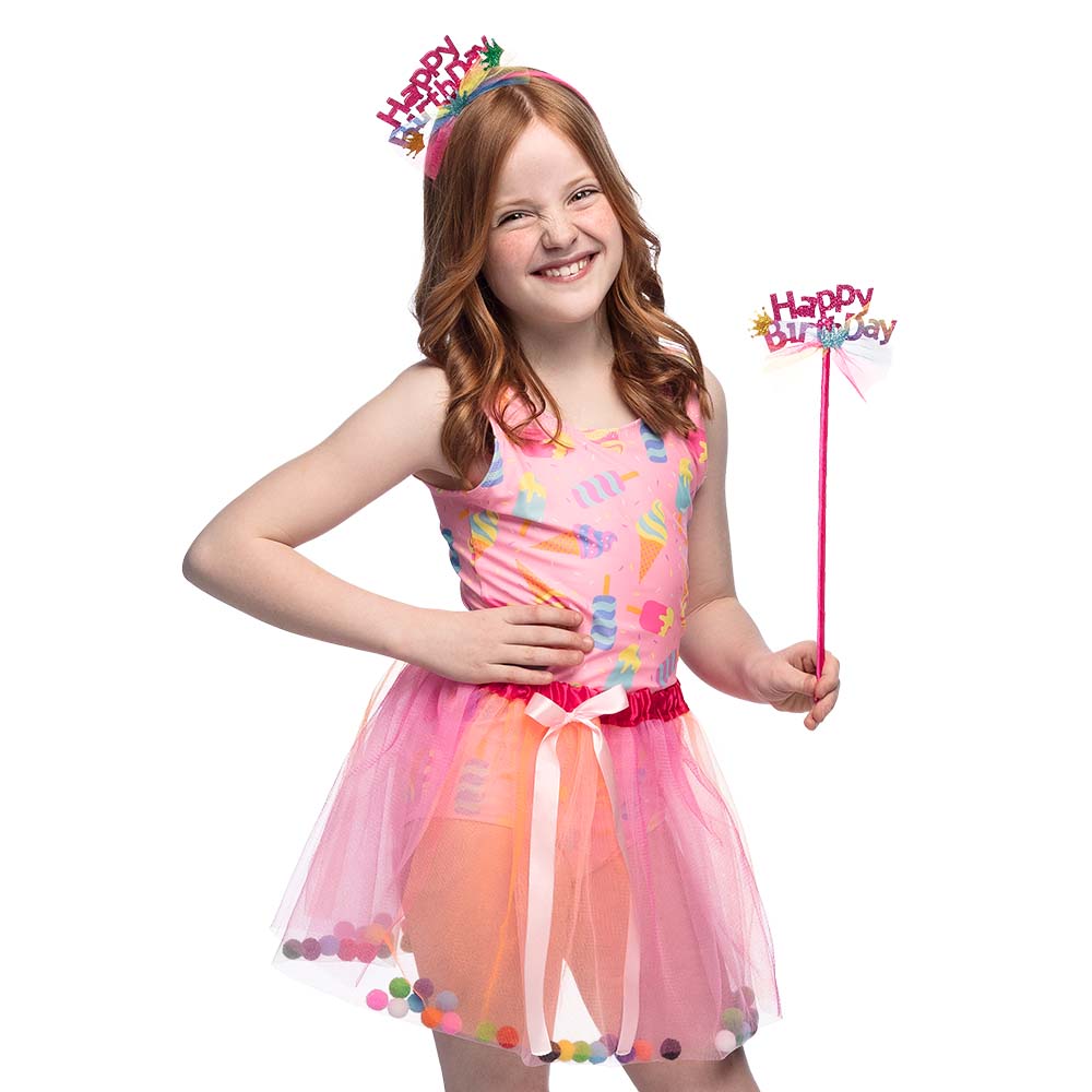 Set fee 'Happy birthday' (tutu, diadeem en stafje)