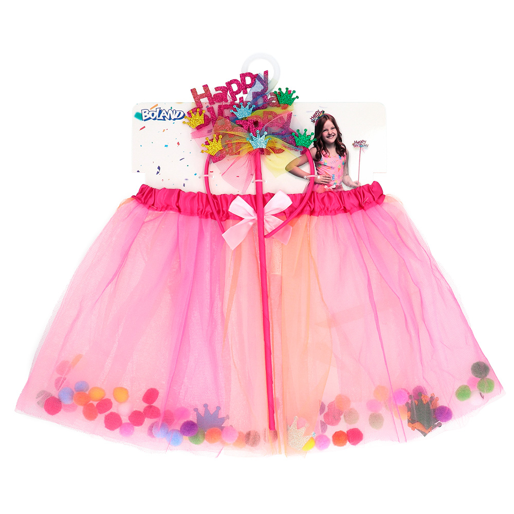 Set fee 'Happy birthday' (tutu, diadeem en stafje)