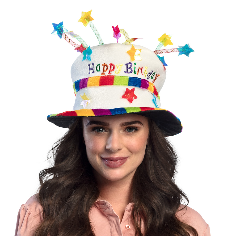 Hoed Rainbow cake 'Happy birthday'