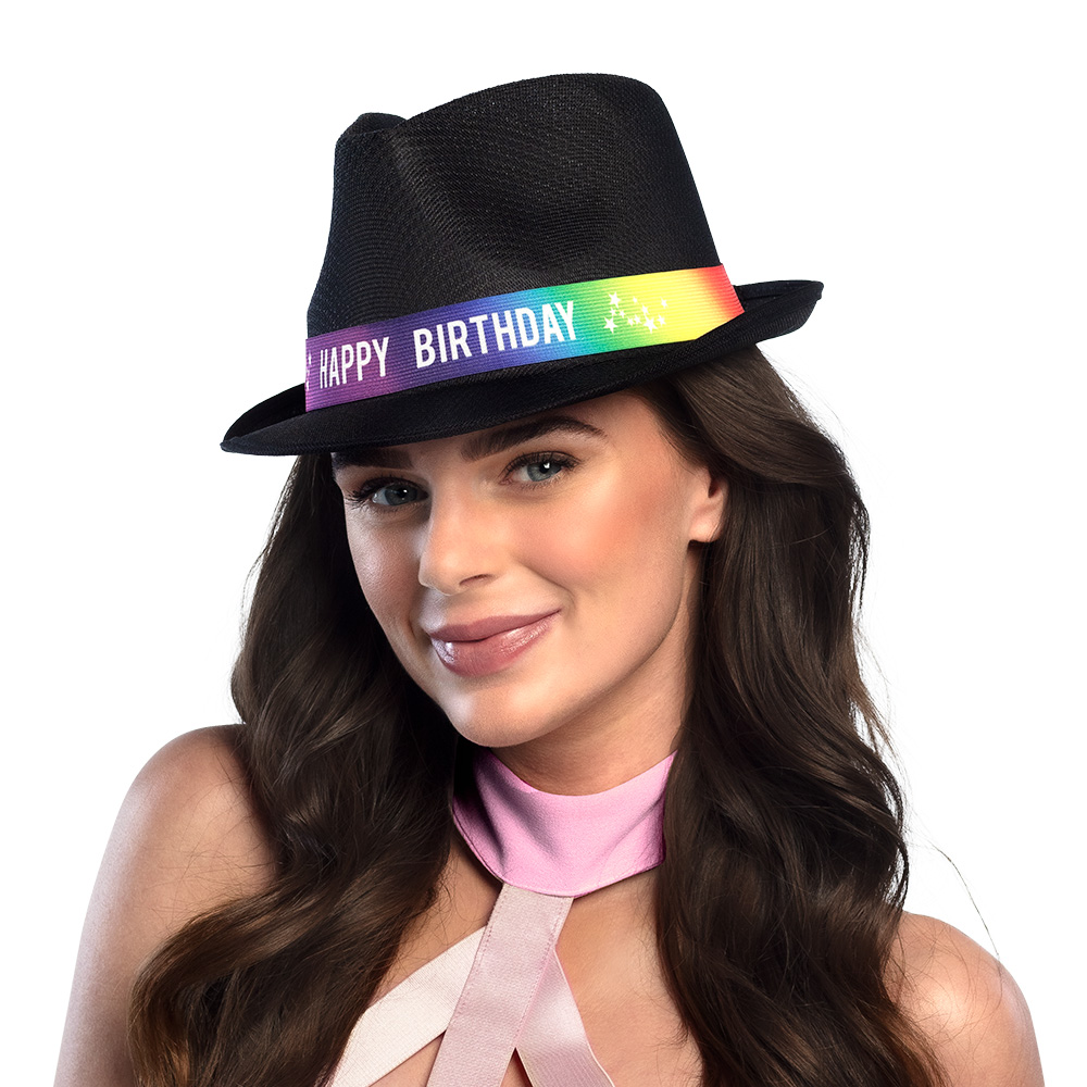 Hoed Funky 'Happy birthday' 6 kleuren ass.