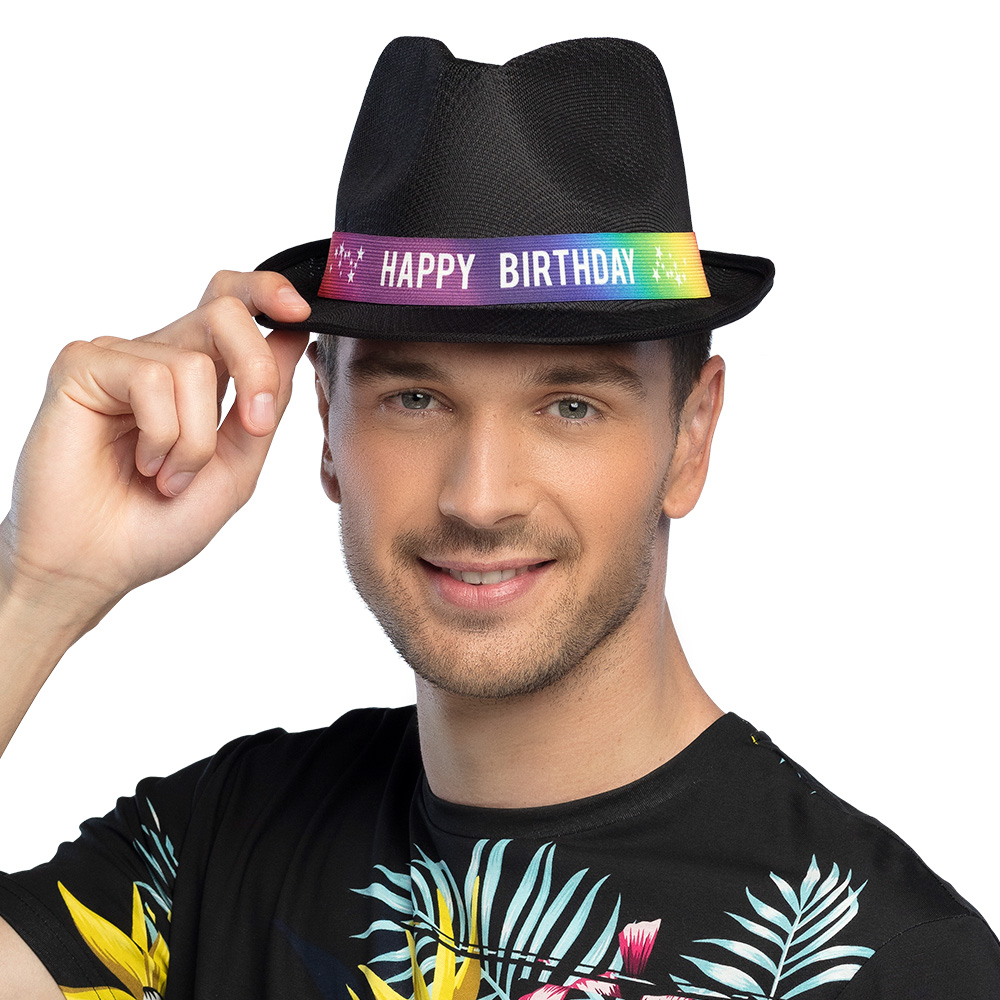 Hoed Funky 'Happy birthday' 6 kleuren ass.