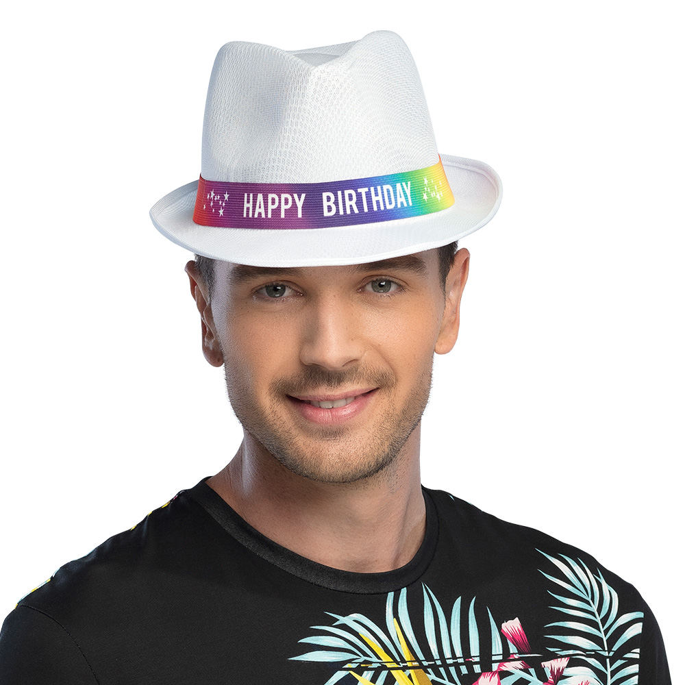 Hoed Funky 'Happy birthday' 6 kleuren ass.