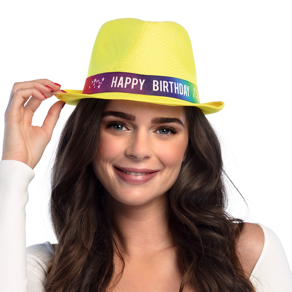 Hoed Funky 'Happy birthday' 6 kleuren ass.