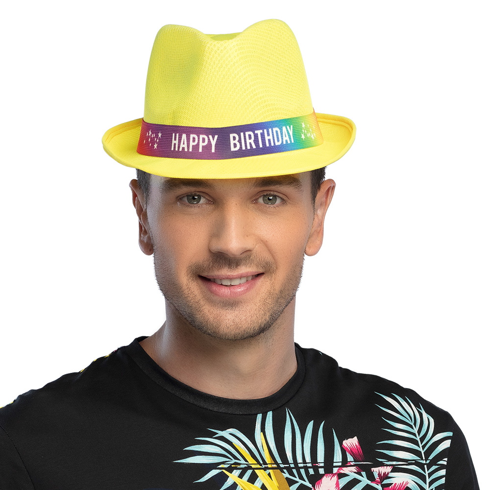 Hoed Funky 'Happy birthday' 6 kleuren ass.