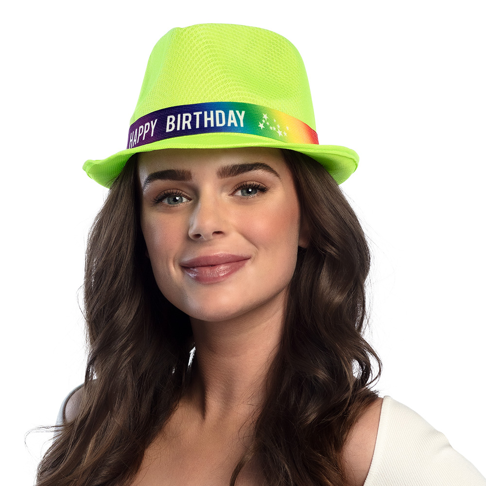 Hoed Funky 'Happy birthday' 6 kleuren ass.