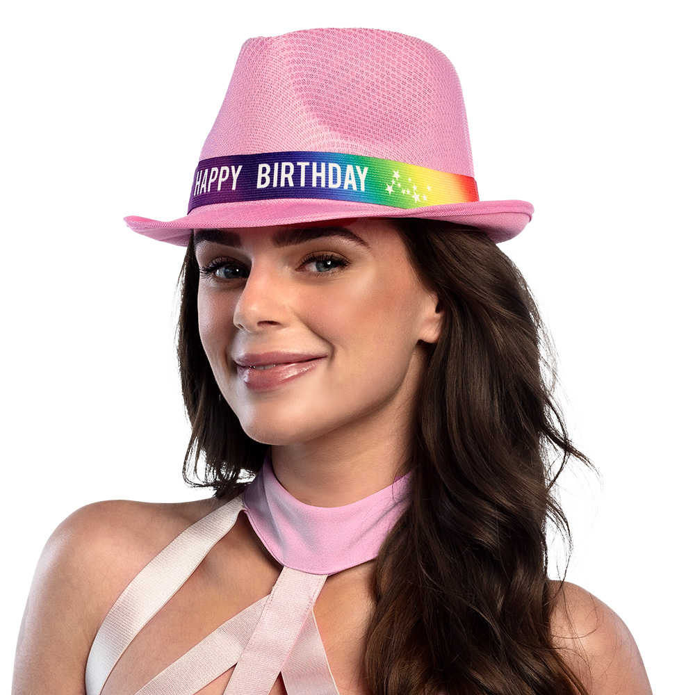 Hoed Funky 'Happy birthday' 6 kleuren ass.