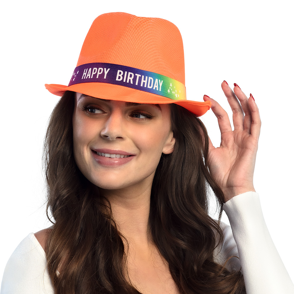 Hoed Funky 'Happy birthday' 6 kleuren ass.