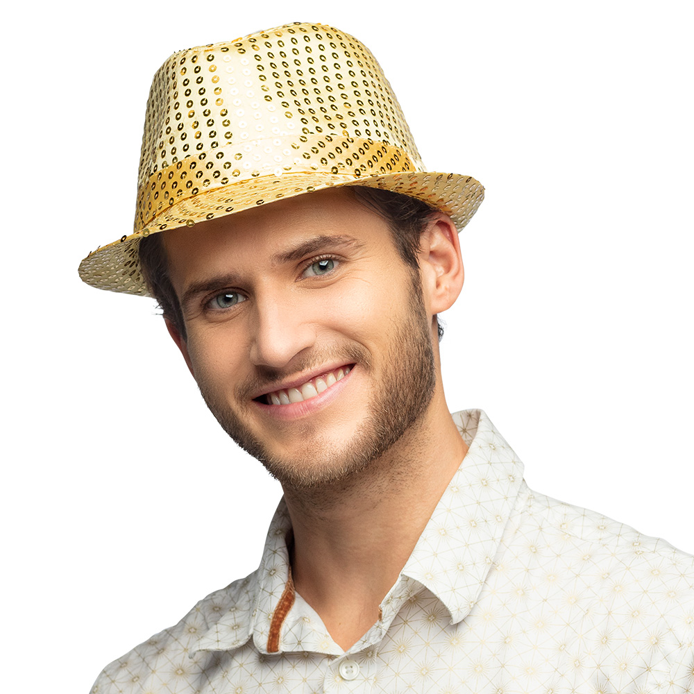 Hoed Popstar sequins goud