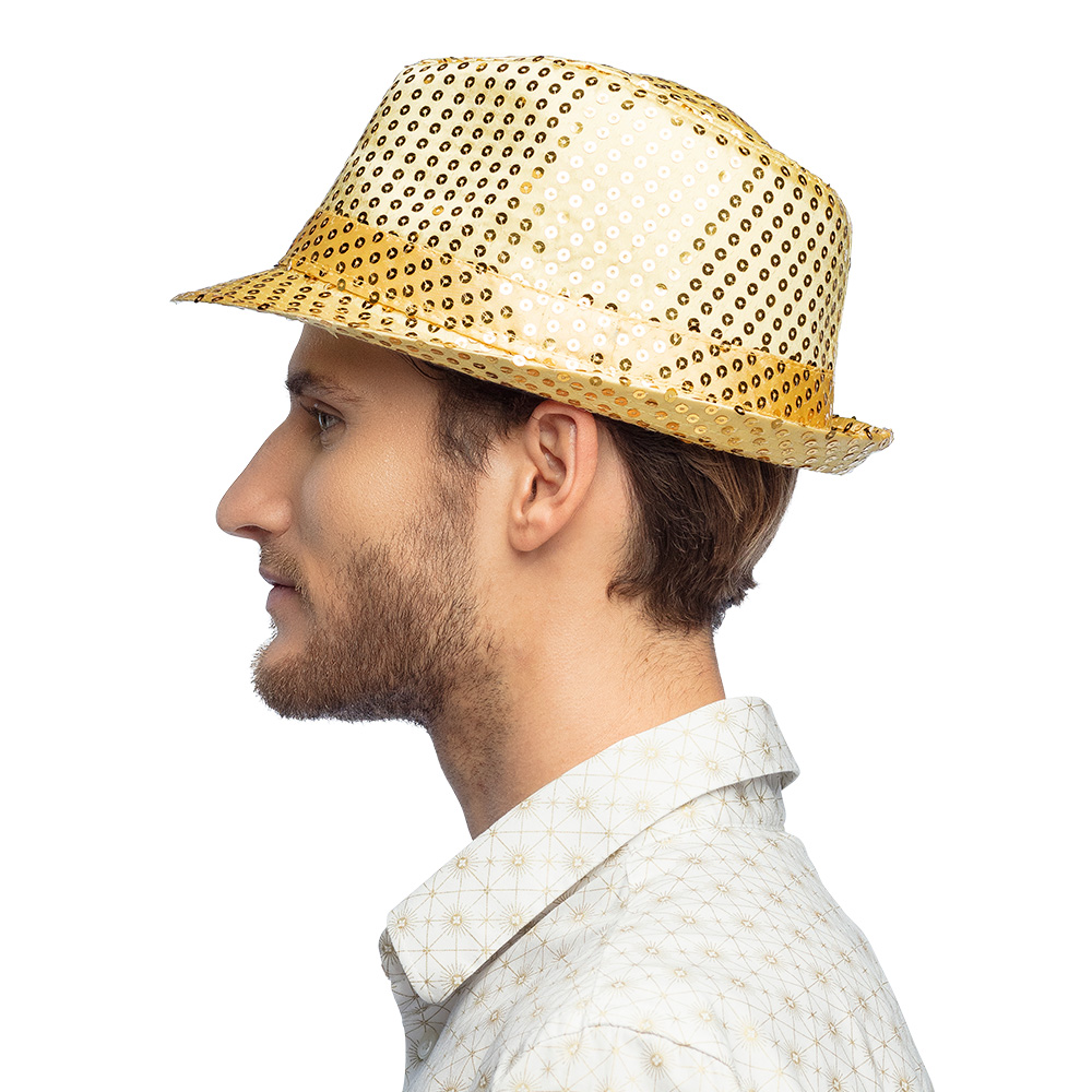 Hoed Popstar sequins goud