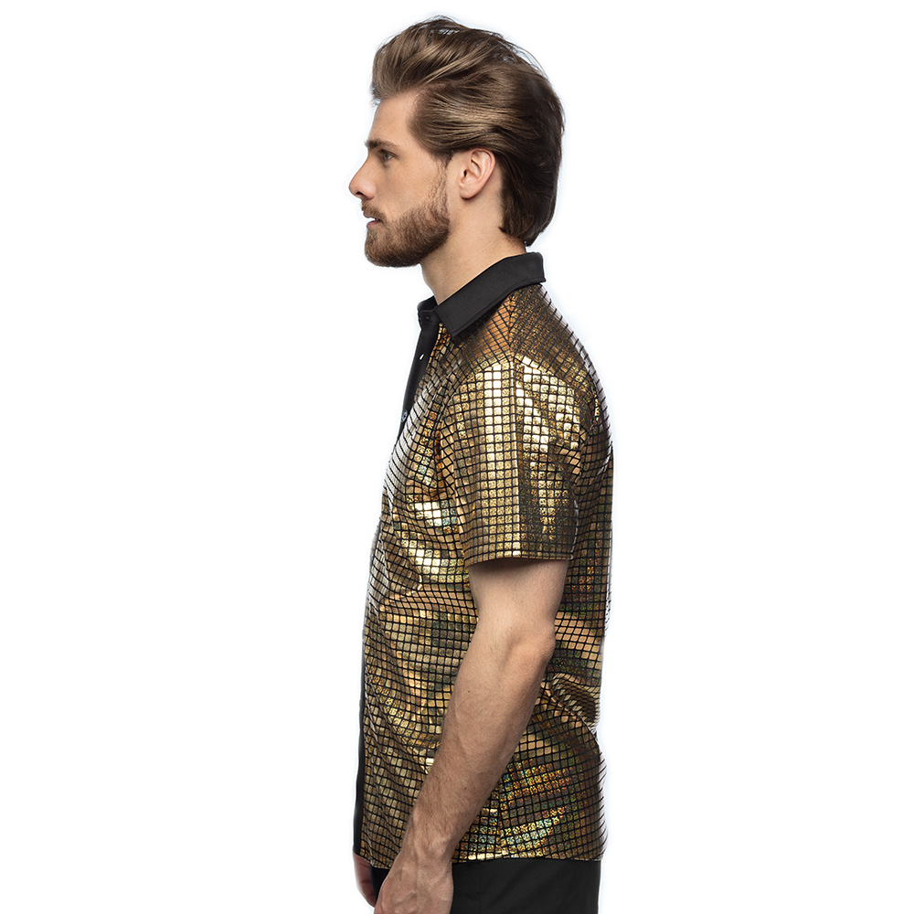 Shirt Disco diamond goud (L)