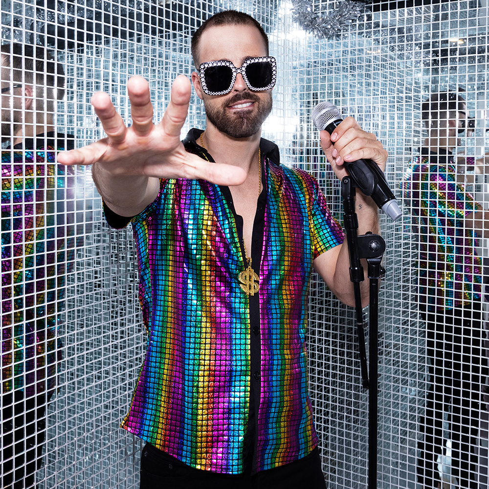Shirt Disco diamond regenboog (L)