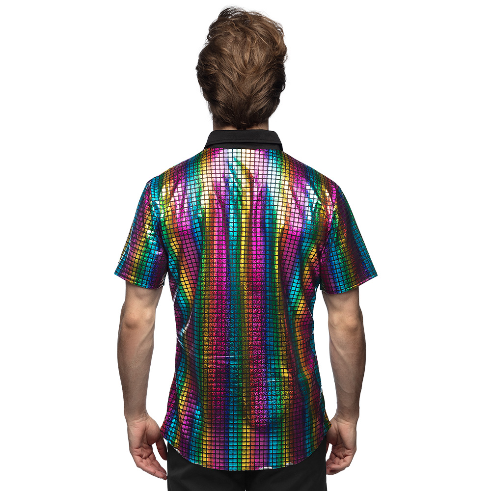 Shirt Disco diamond regenboog (L)