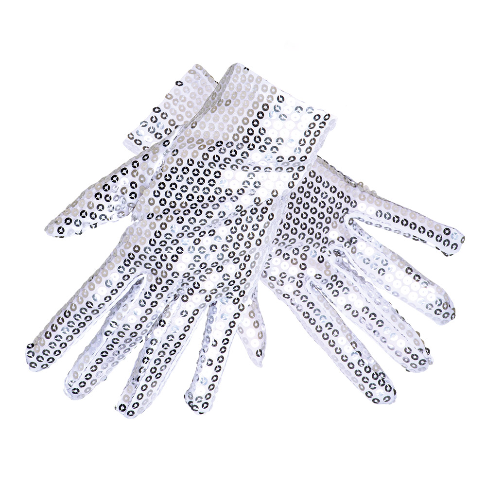 Paar handschoenen pols Sequins zilver