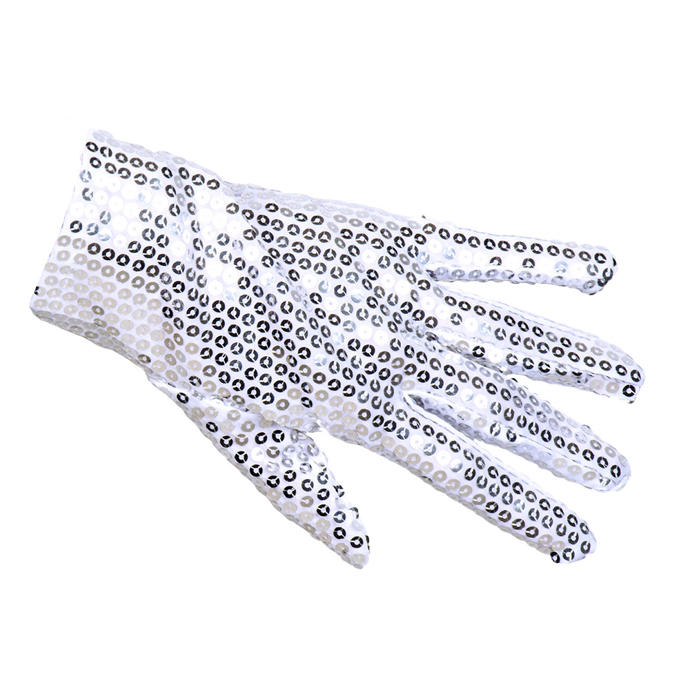 Paar handschoenen pols Sequins zilver