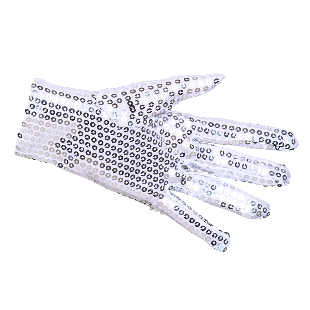 Paar handschoenen pols Sequins zilver