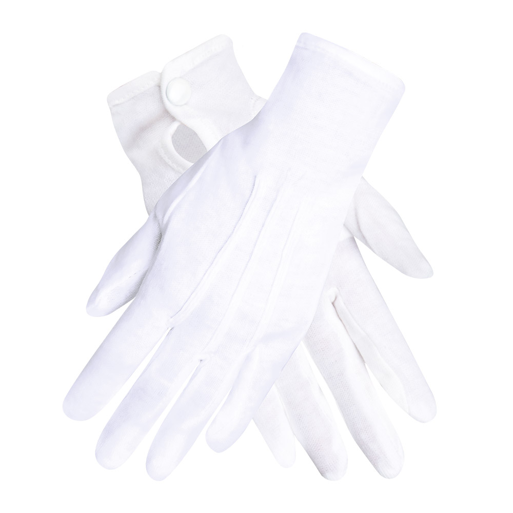 Paar handschoenen pols met drukknop wit XL