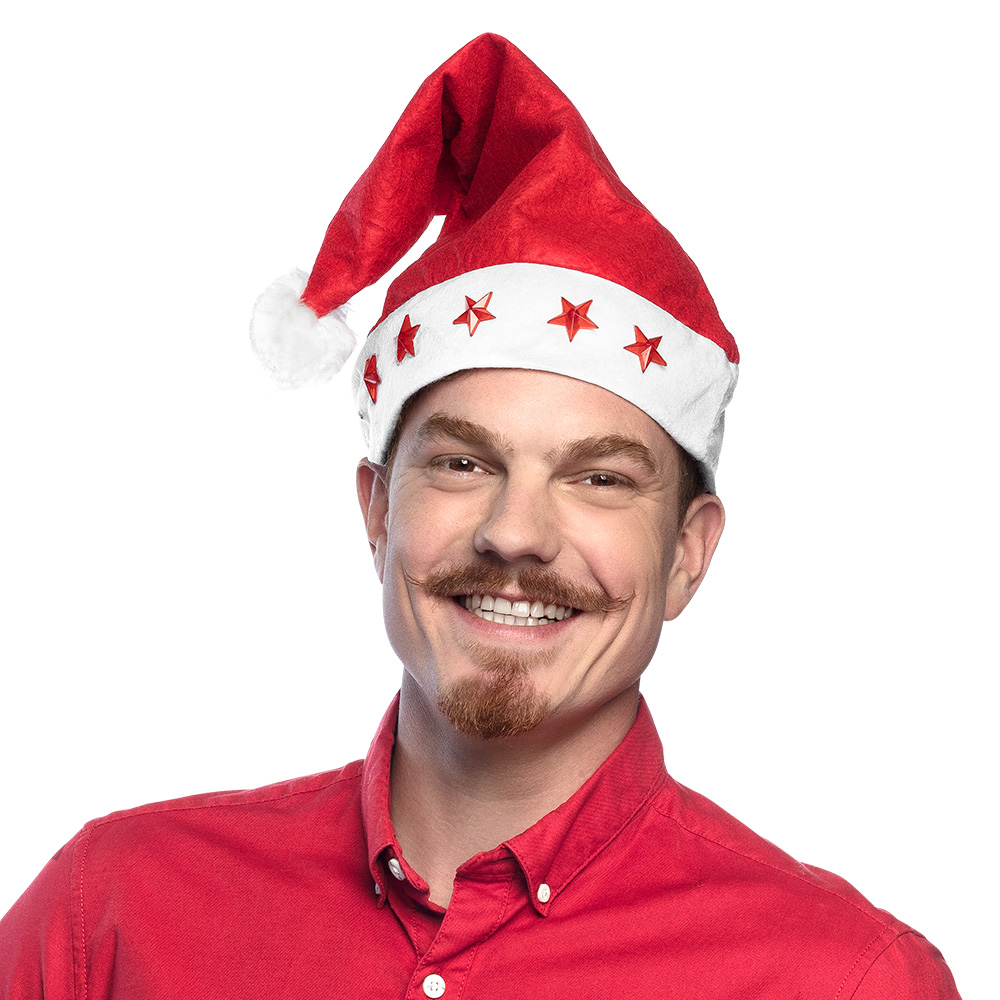 Kerstmuts Sterren rood