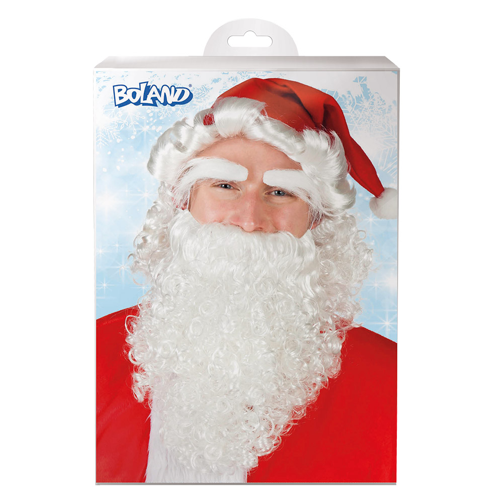 Set Kerstman promo (muts, pruik, wenkbrauwen en baard)