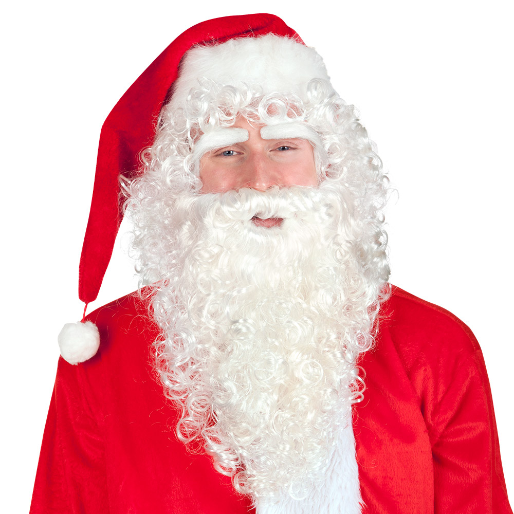 Set Kerstman deluxe (pruik, wenkbrauwen en baard)