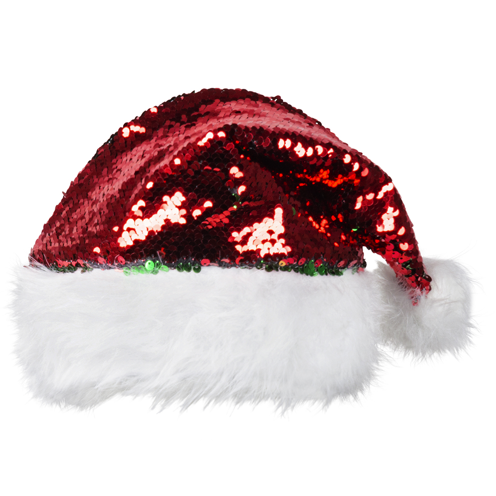 St. Kerstmuts Santa switch (omkeerbare pailletten rood/groen)