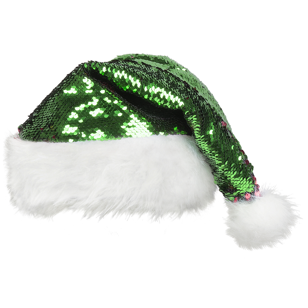 St. Kerstmuts Santa switch (omkeerbare pailletten rood/groen)