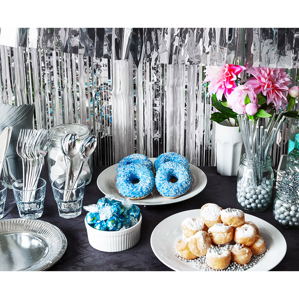 Foliegordijn Metallic zilver (200 x 100 cm)