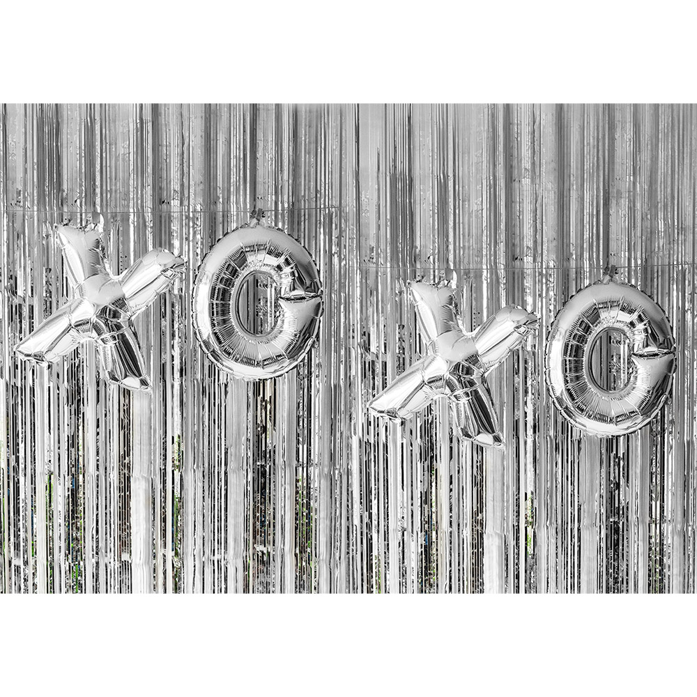 Foliegordijn Metallic zilver (200 x 100 cm)
