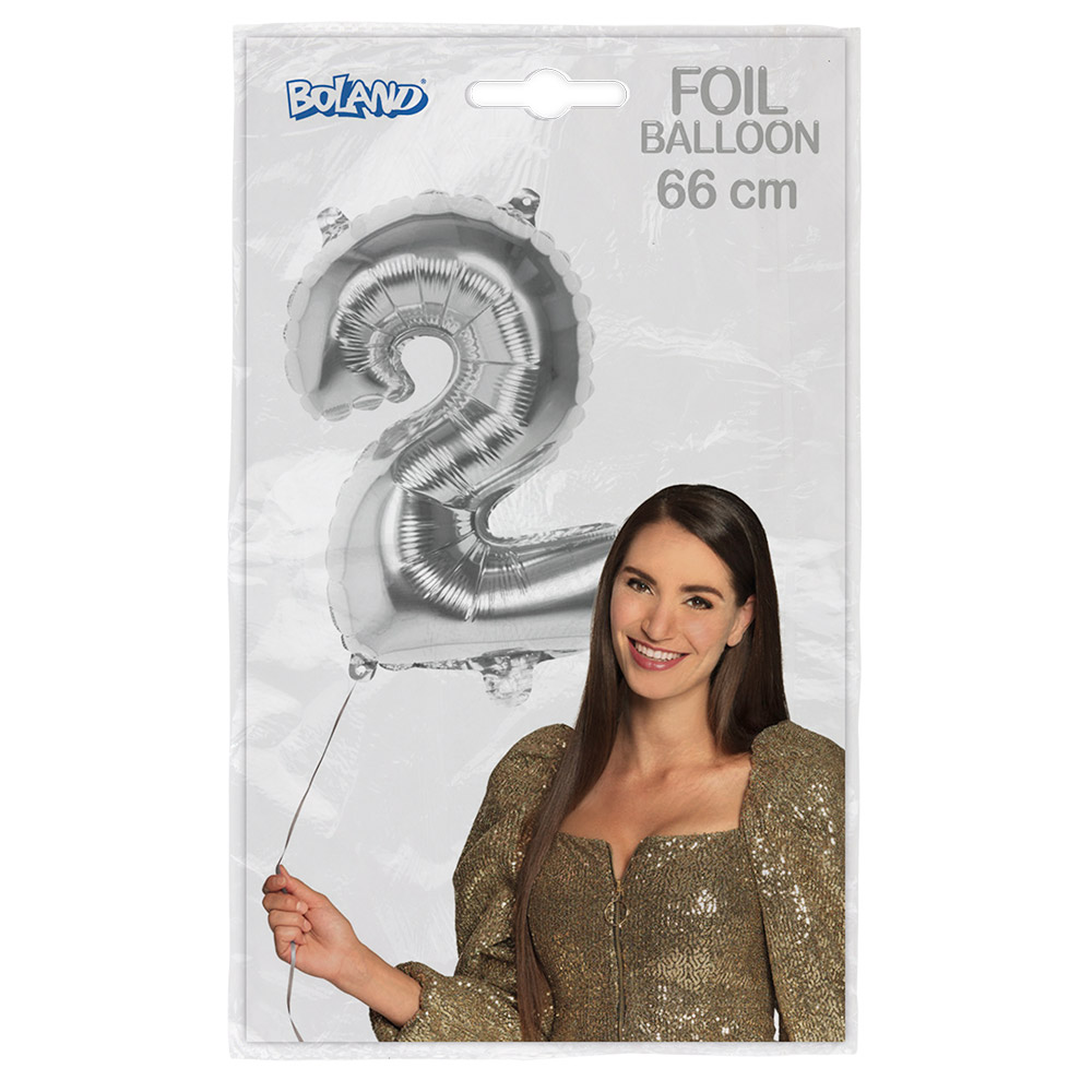 St. Folieballon '2' zilver (66 cm)