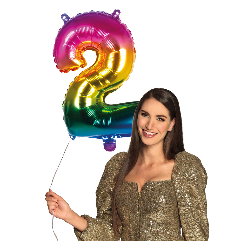 St. Folieballon '2' regenboog (66 cm)