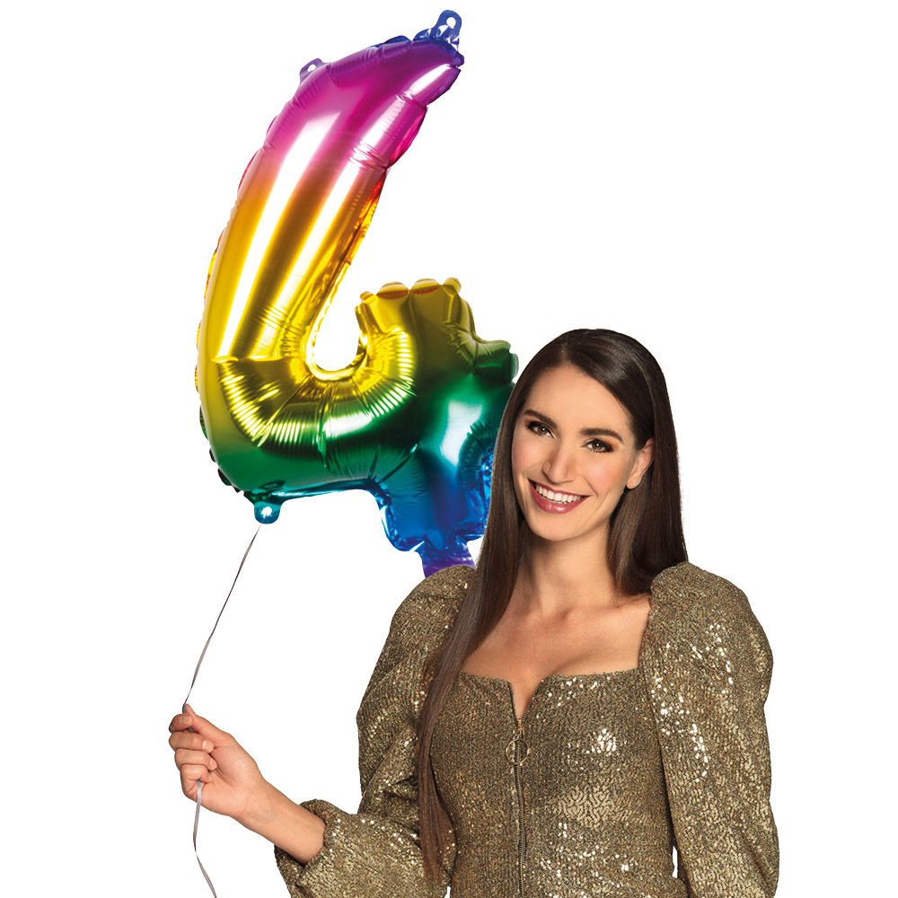 St. Folieballon '4' regenboog (66 cm)