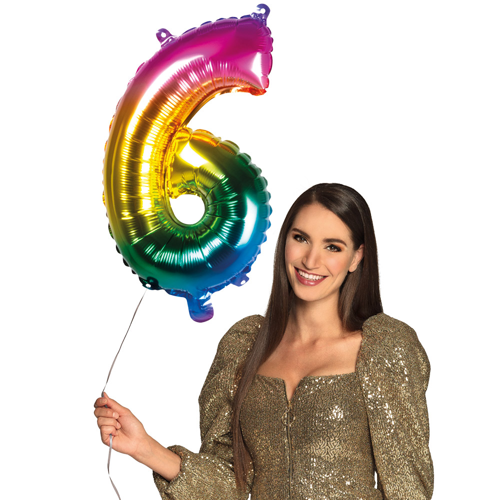 St. Folieballon '6' regenboog (66 cm)