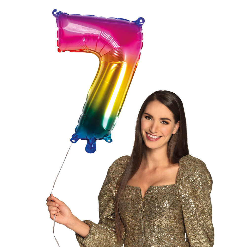St. Folieballon '7' regenboog (66 cm)