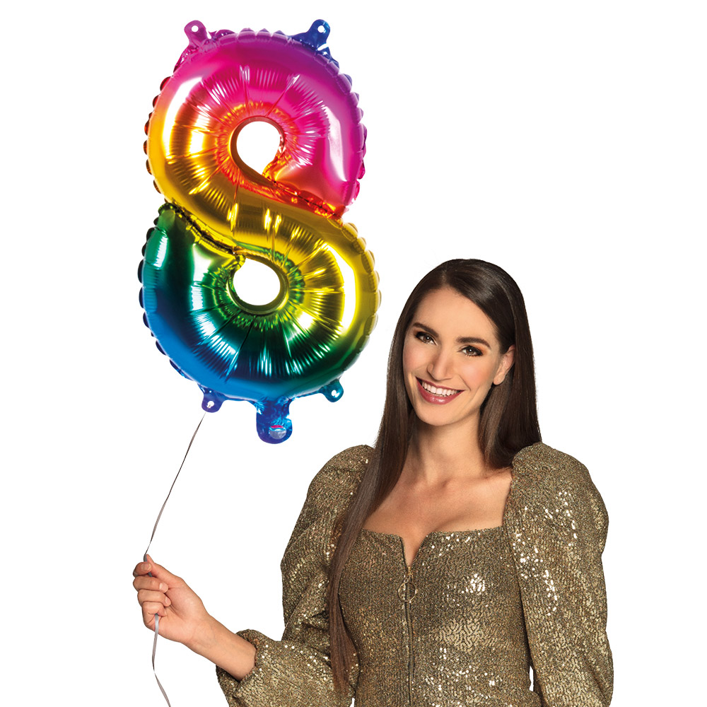 St. Folieballon '8' regenboog (66 cm)