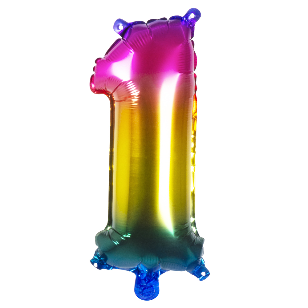 Folieballon '1' regenboog (36 cm)